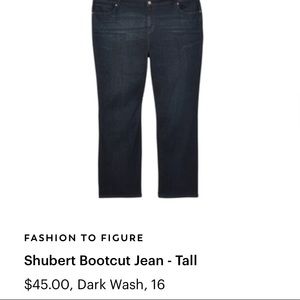 Fashion to figure size 16 dark wash bootcut jeans